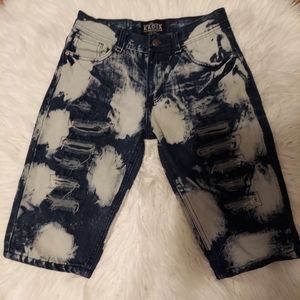 KROIX Premium Denim Bleached Distressed Shorts Size Large 16